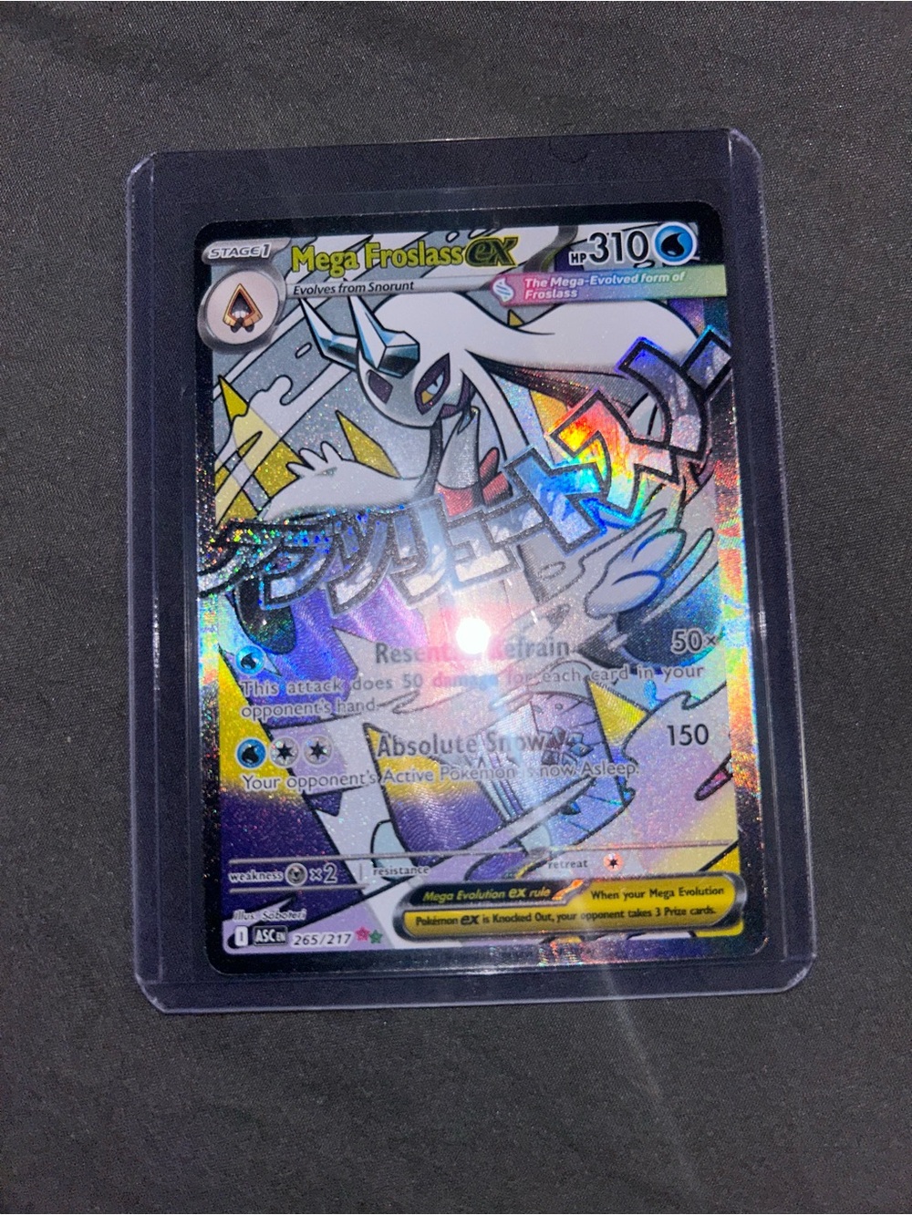 Pokemon Mega Froslass EX Holographic Card - White, Blue, Yellow
